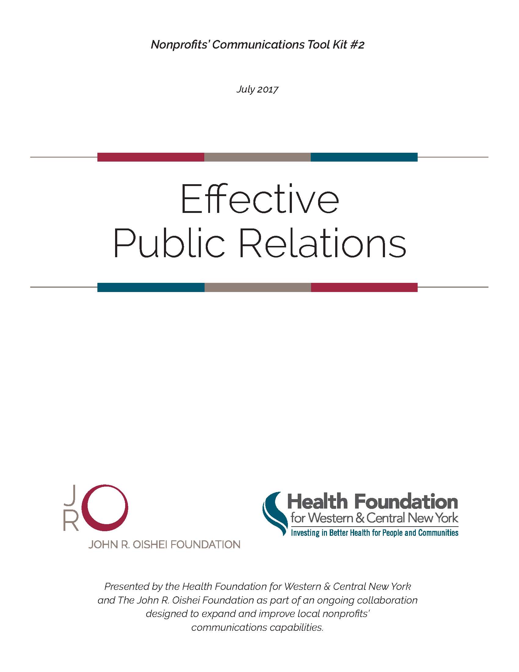 Public Relations Toolkit Example Communications Toolkit - Health Foundation for Western & Central New York